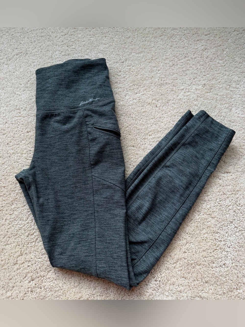 Eddie Bauer Women’s Heathered Gray Green Leggings - Sz S - Stretch - VGUC